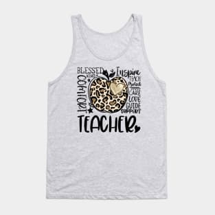 Teacher Cheetah Apple Inspiring words Tank Top